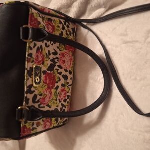 Betsey Johnson Red Satchel with Floral Pattern